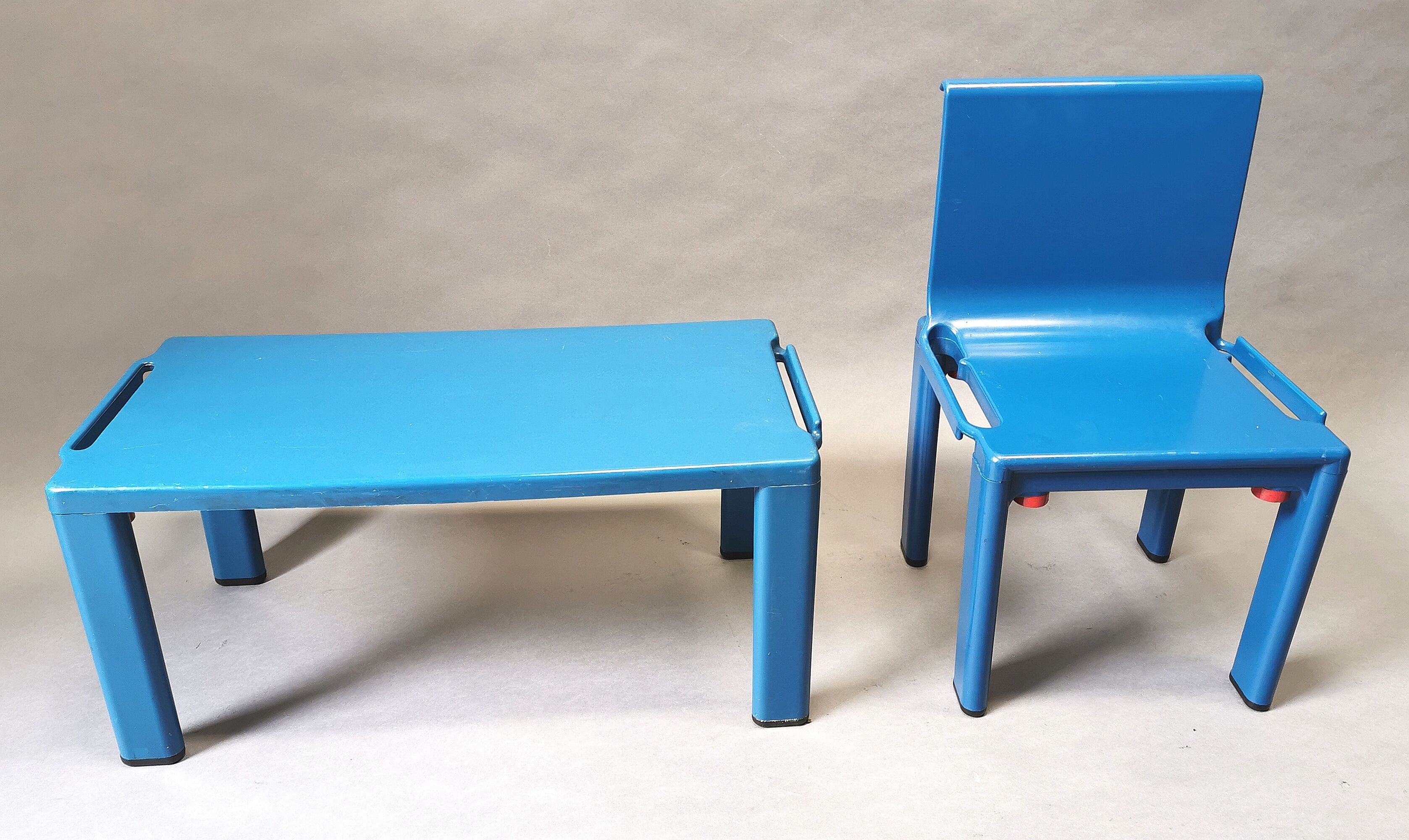 Blue chair and bench child kartell 70s