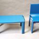 Blue chair and bench child kartell 70s
