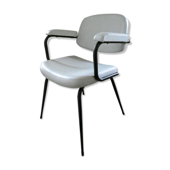 Skaï armchair and black metal compass feet, 1960s