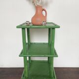 Table with 3 wood and bamboo trays