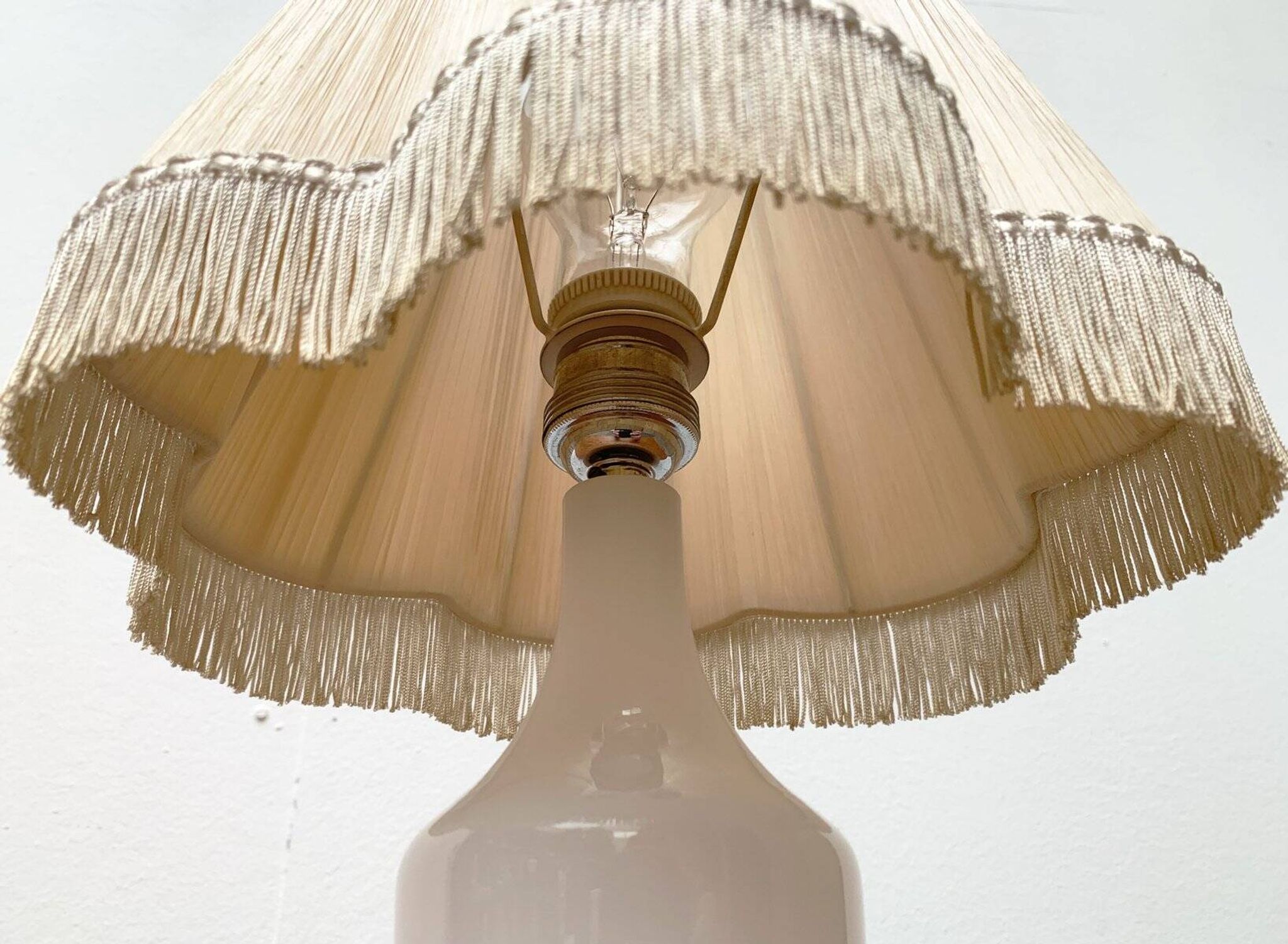 French opaline glass table lamp from the mid-century Sèvres, 1960s.