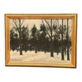 Huile sur toile originale suédoise - "Forêt" par Paul Hansen - Signée - Vintage et encadrée - 51 × 40 cm (20" × 15,7")