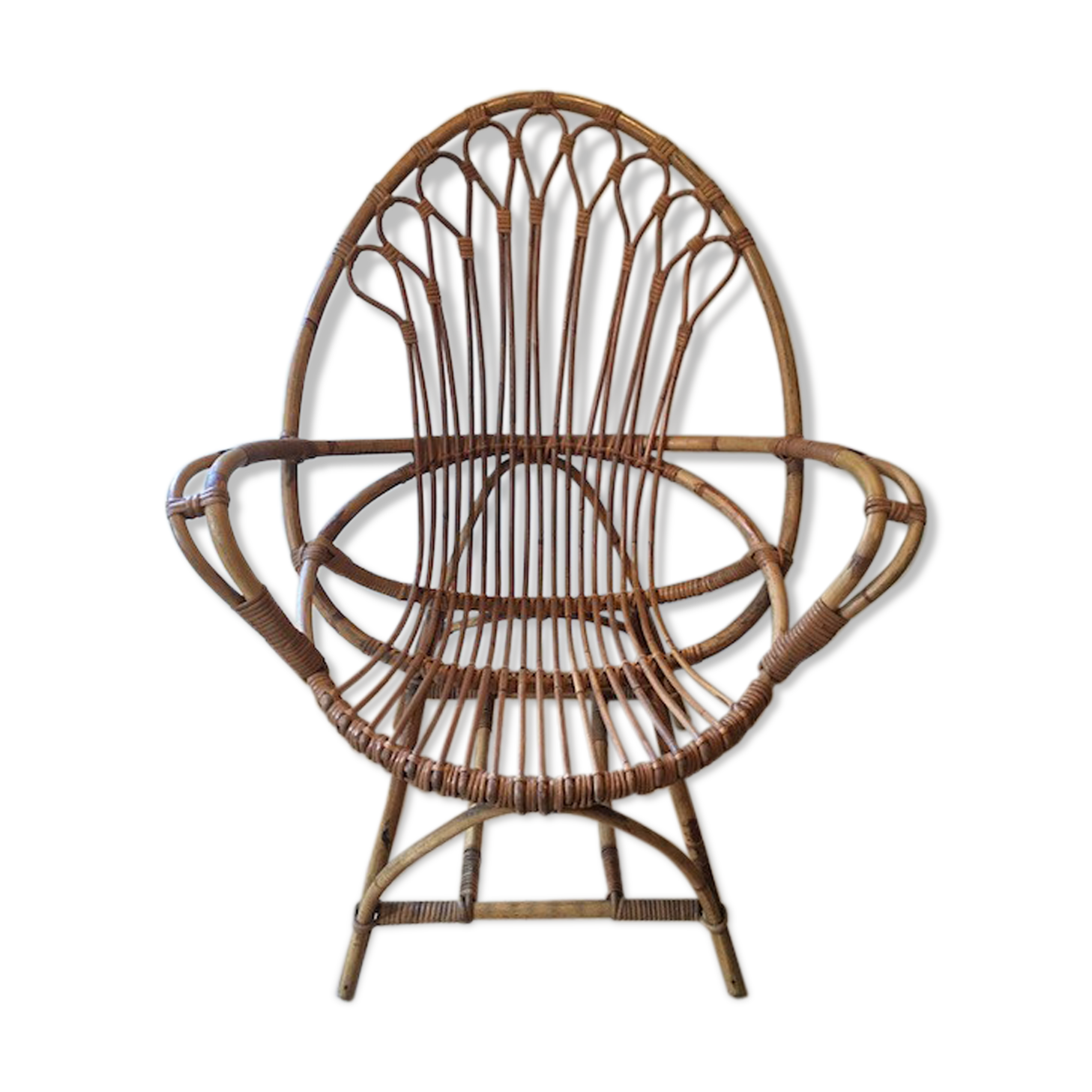 Rattan and wicker armchair 1950