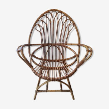 Rattan and wicker armchair 1950