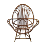 Rattan and wicker armchair 1950
