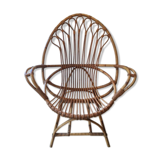 Rattan and wicker armchair 1950