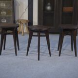Set of 3 designer beech stools attributed to Louis Gamet, 1950s