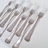 Set of small silver-plated metal forks