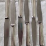 Set of 6 silver metal knives christofle model "america"