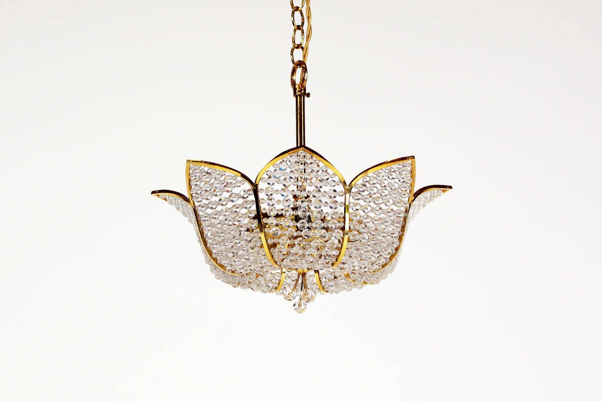 Medium sized crystal glass ‘Tole’ chandelier light by Palwa, Germany 1970’s