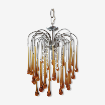 Chandelier vintage pendants Murano style drops of yellow water