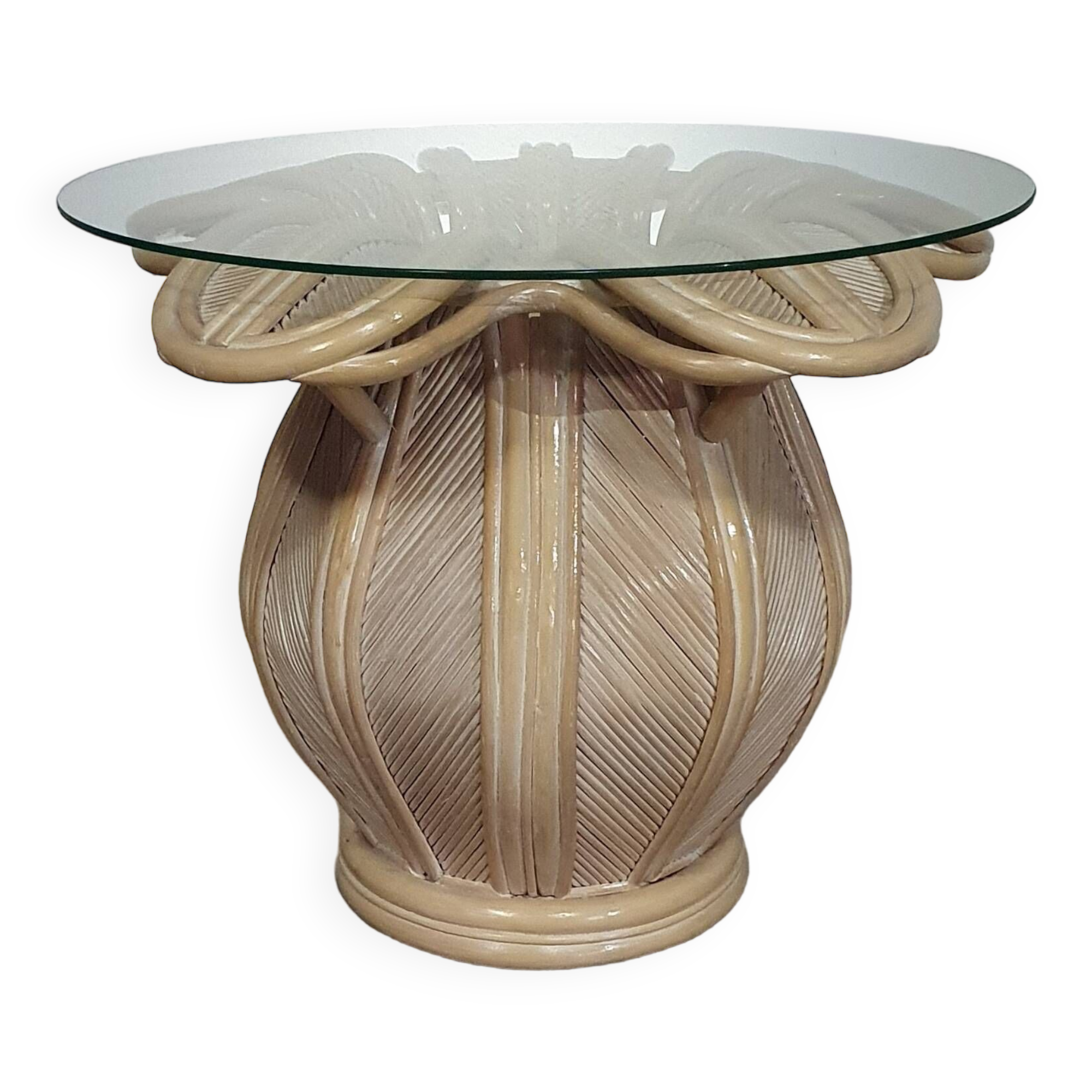 Split reed / pencil reed / rattan / bamboo bell flower side table.