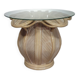 Table d'appoint en roseau fendu / roseau crayon / rotin / cloche en bambou.