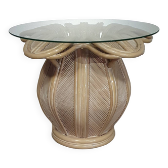 Split reed / pencil reed / rattan / bamboo bell flower side table.