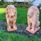 Paire de lion de jardin en terre cuite ancien