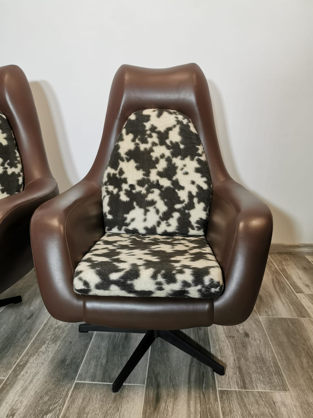 Mid century swivel armchairs