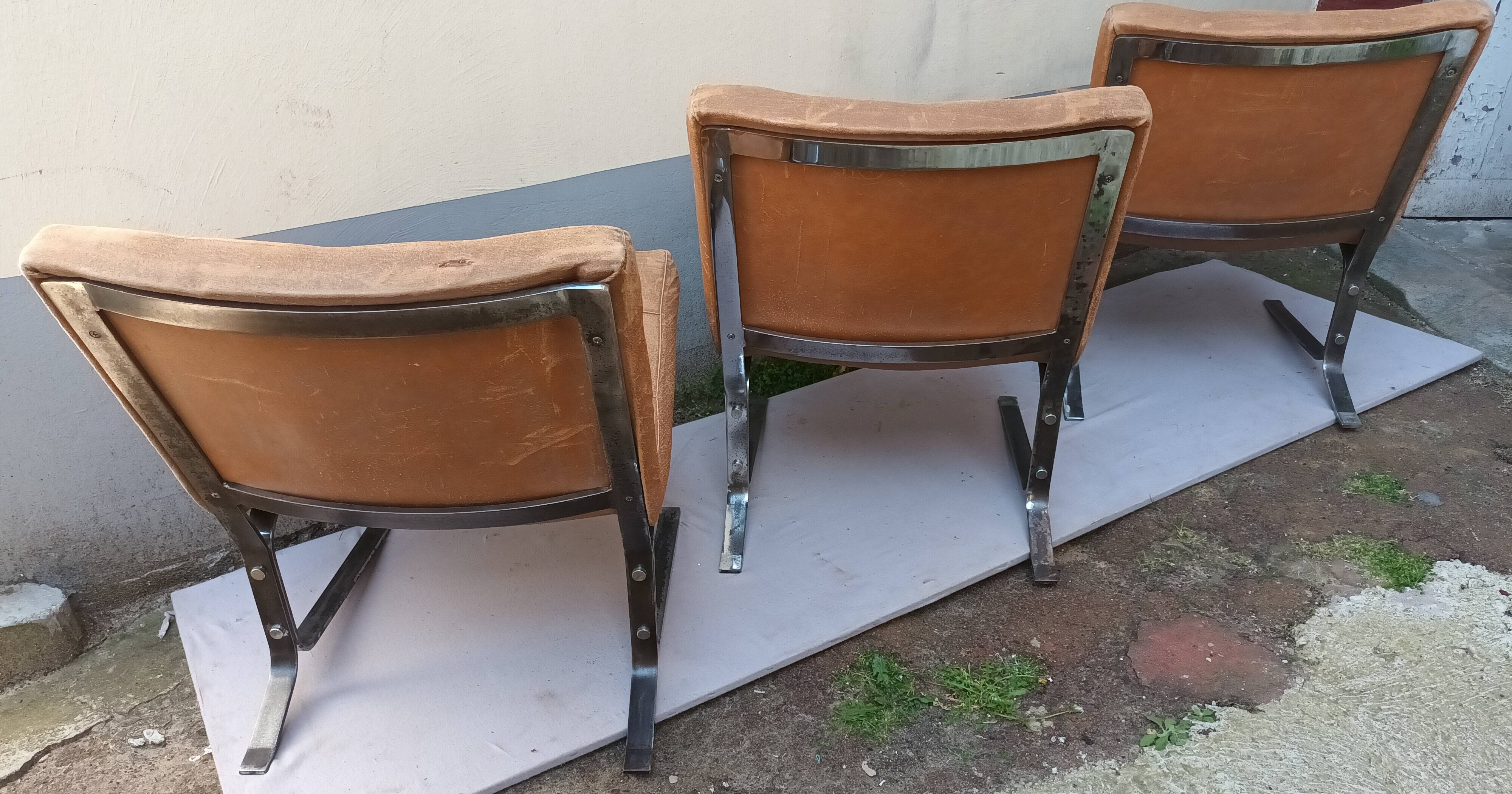 Three armchairs by Olivier Mourgue from the 50s/60s
