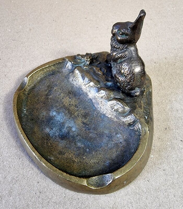 Rabbit brass ashtray