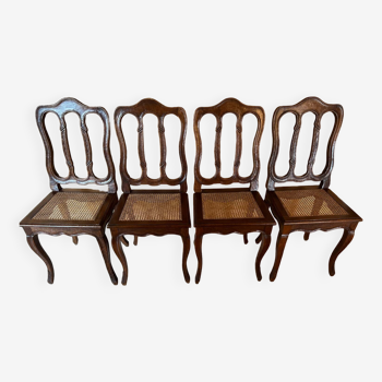 4 Louis XV cane chairs