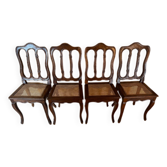 4 chaises Louis XV cannage
