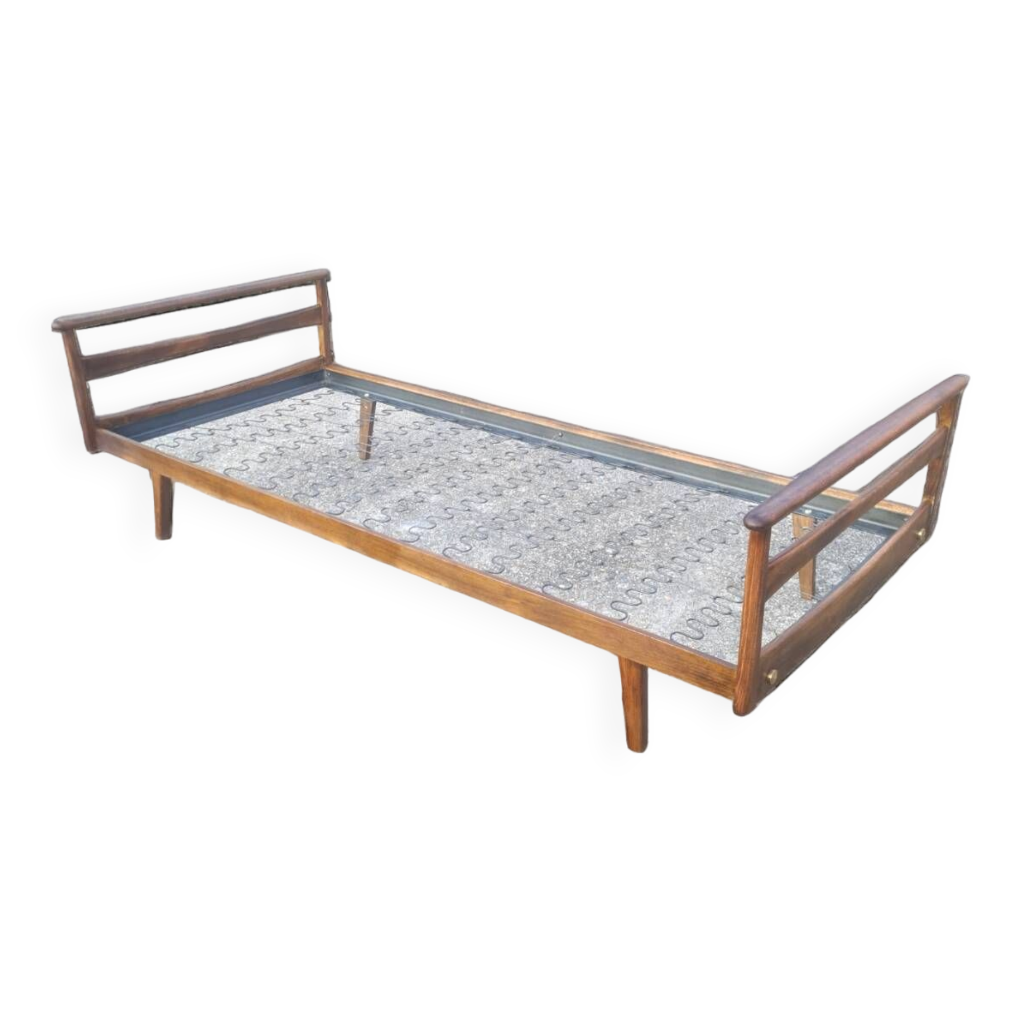 Single bed, Scandinavian teak daybed with compass feet, 1960s