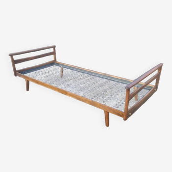 Lit 1 place, daybed scandinave en teck pied compas 1960