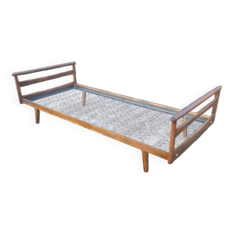 Lit 1 place, daybed scandinave en teck pied compas 1960