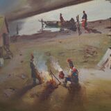Painting „The Riverside Camp”, Scandinavian design, 19th century, by Vilhel