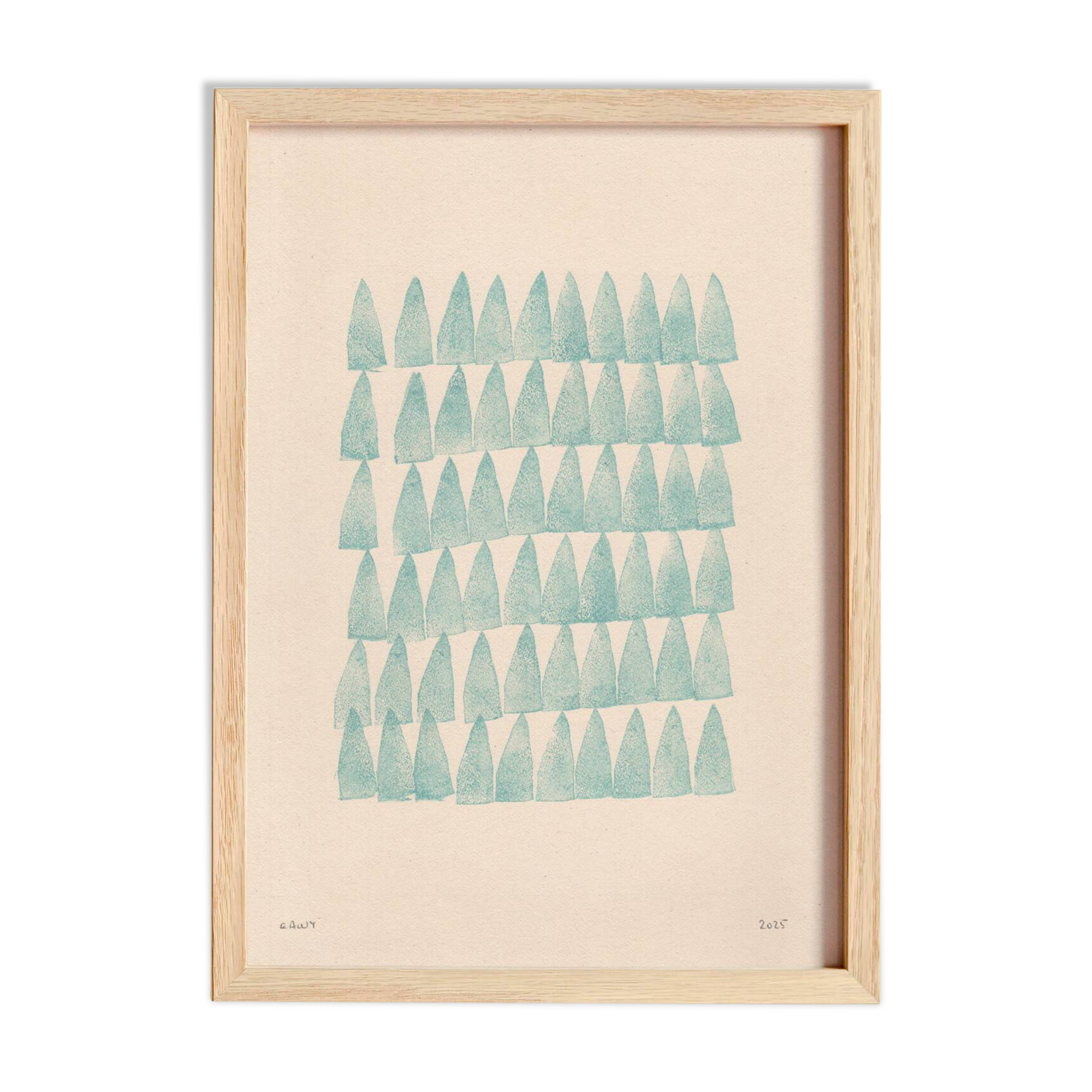 Abstract painting on B293 petrol blue paper signed Eawy