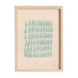 Abstract painting on B293 petrol blue paper signed Eawy