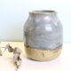 Large enamelled stoneware pot, Taizé pottery, blue and beige, vintage