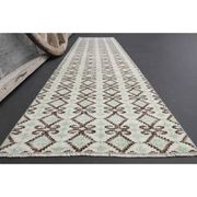 1970s Turkish Hand-Knotted Wool Cotton Beige Runner Rug 70x262