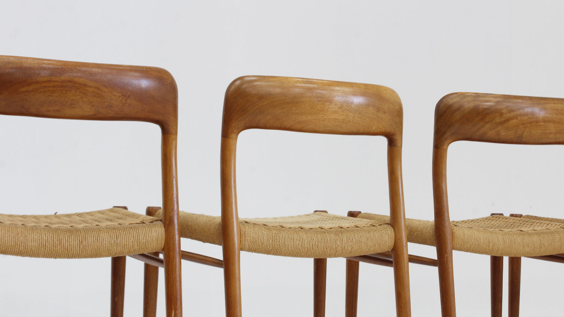 Chaises de salle à manger vintage Modèle 75 par Niels Otto Møller en papercord, ensemble de 6