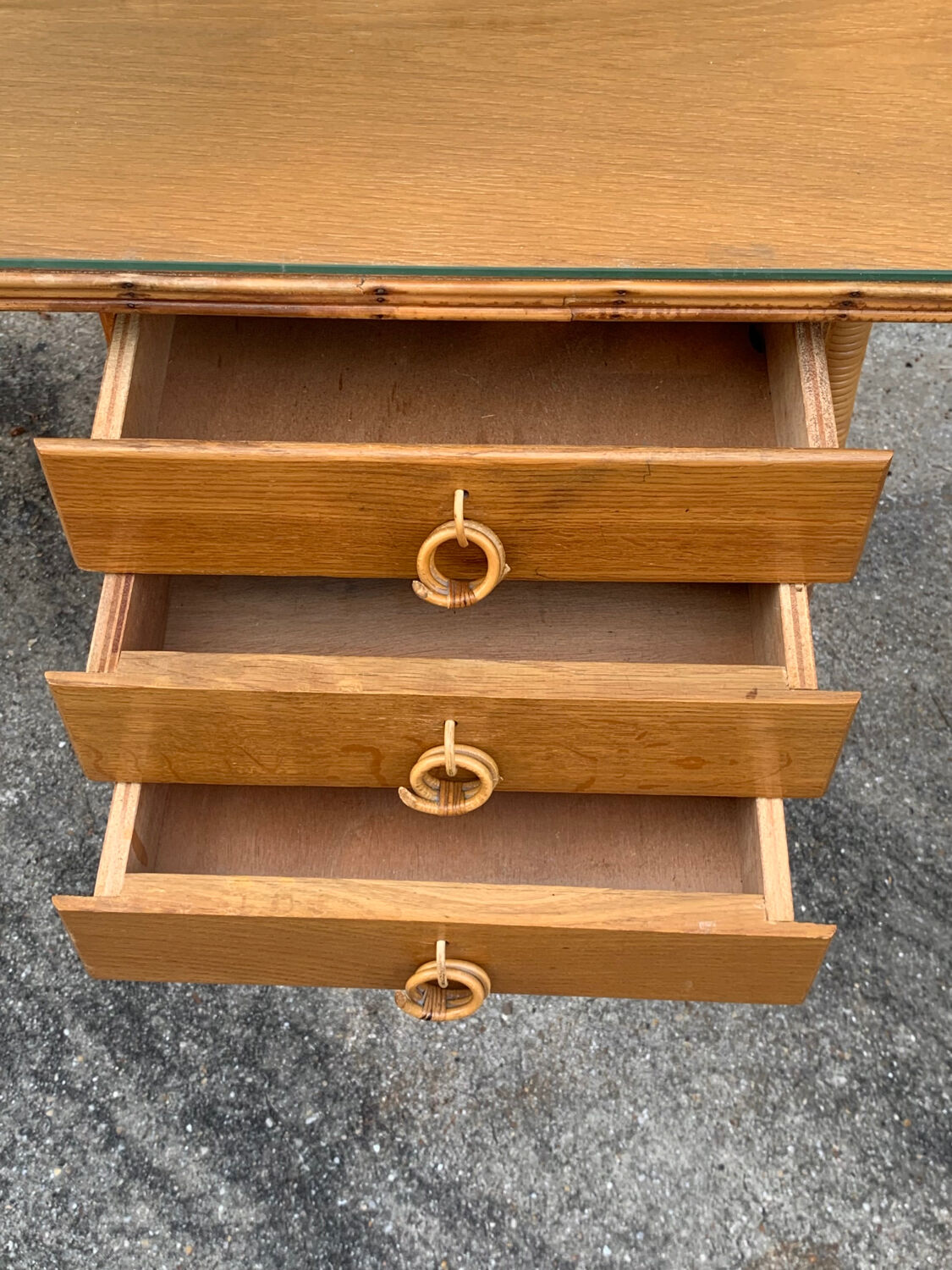 Rattan desk and chair 1960