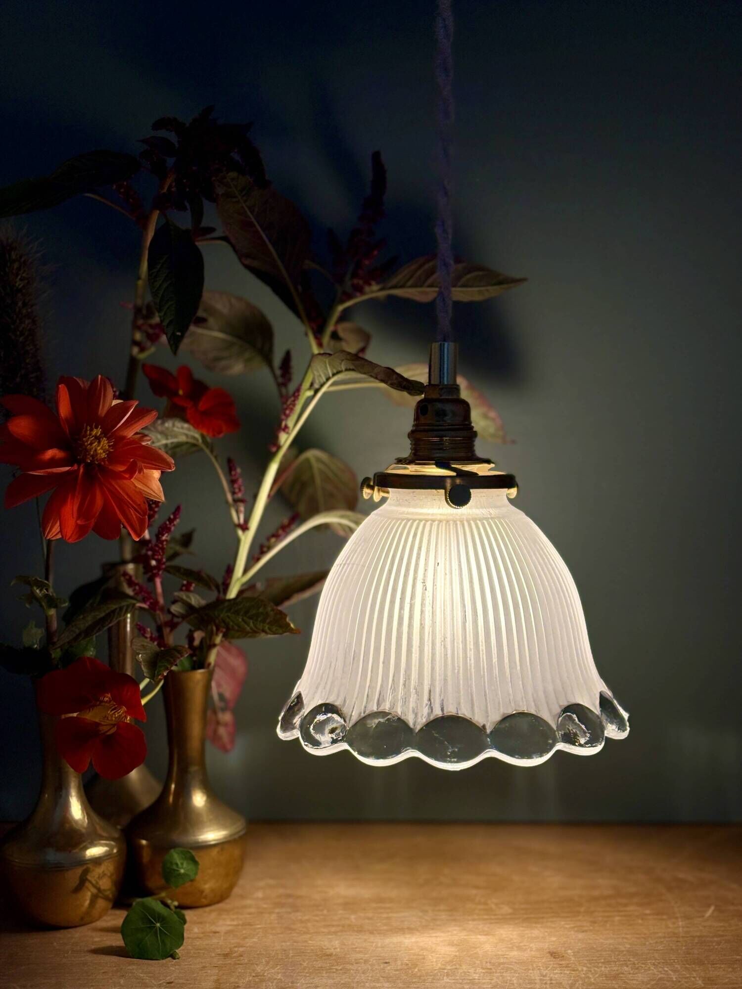 Vintage tulip suspension in frosted glass (TFB1)
