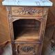 Antique carved bedside table – solid wood and marble in Louis Philippe style