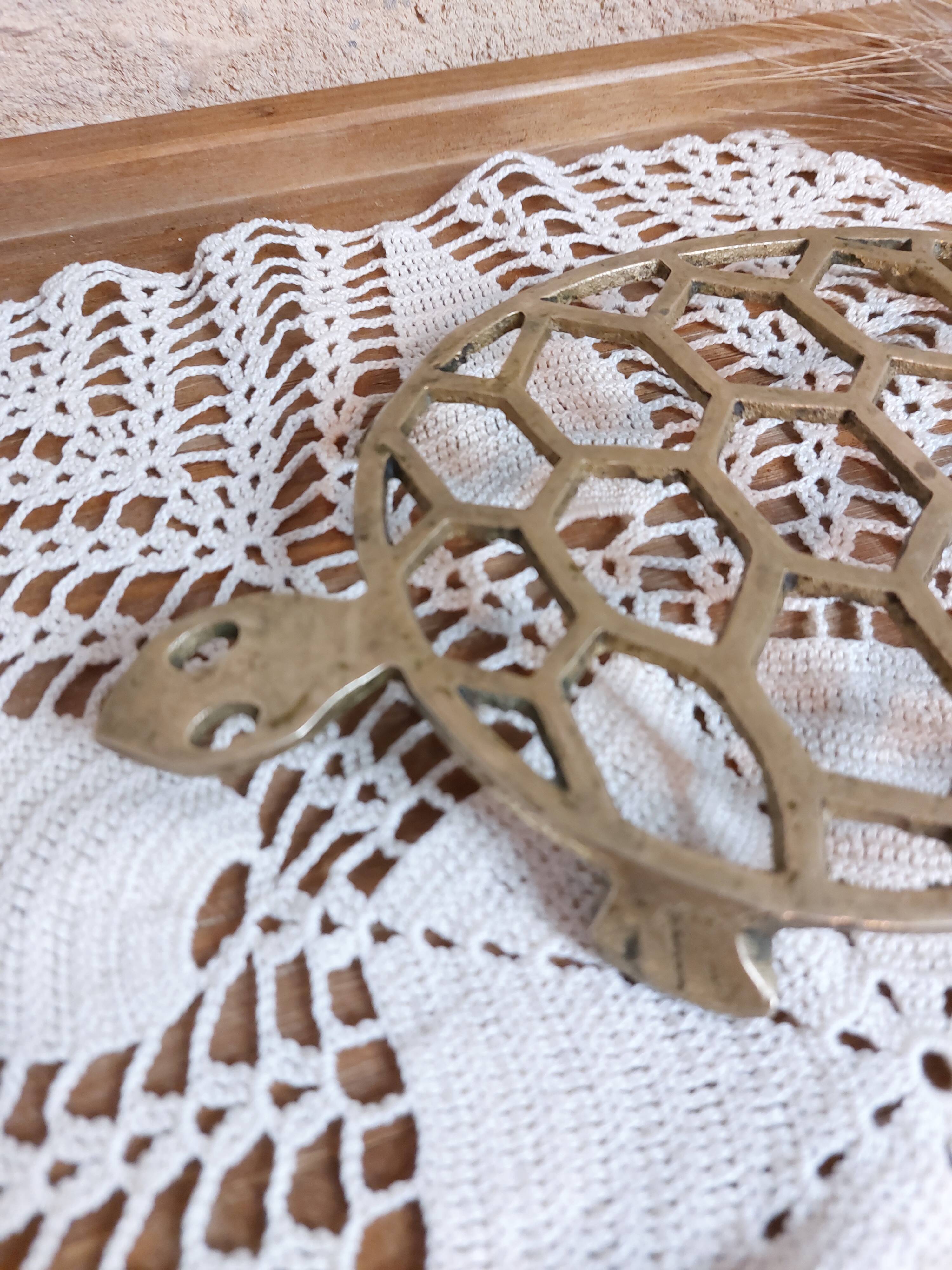 Old brass turtle trivet