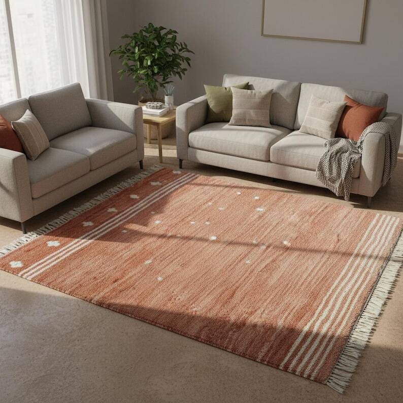 Handmade Moroccan terracotta rug, 150/250cm