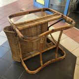 Old wicker rattan armchair
