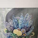 Oil on panel painting - still life flowers lilacs dahlias signed d alrer
