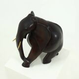 Large Mahogany Sculptural Elephant 1970s
