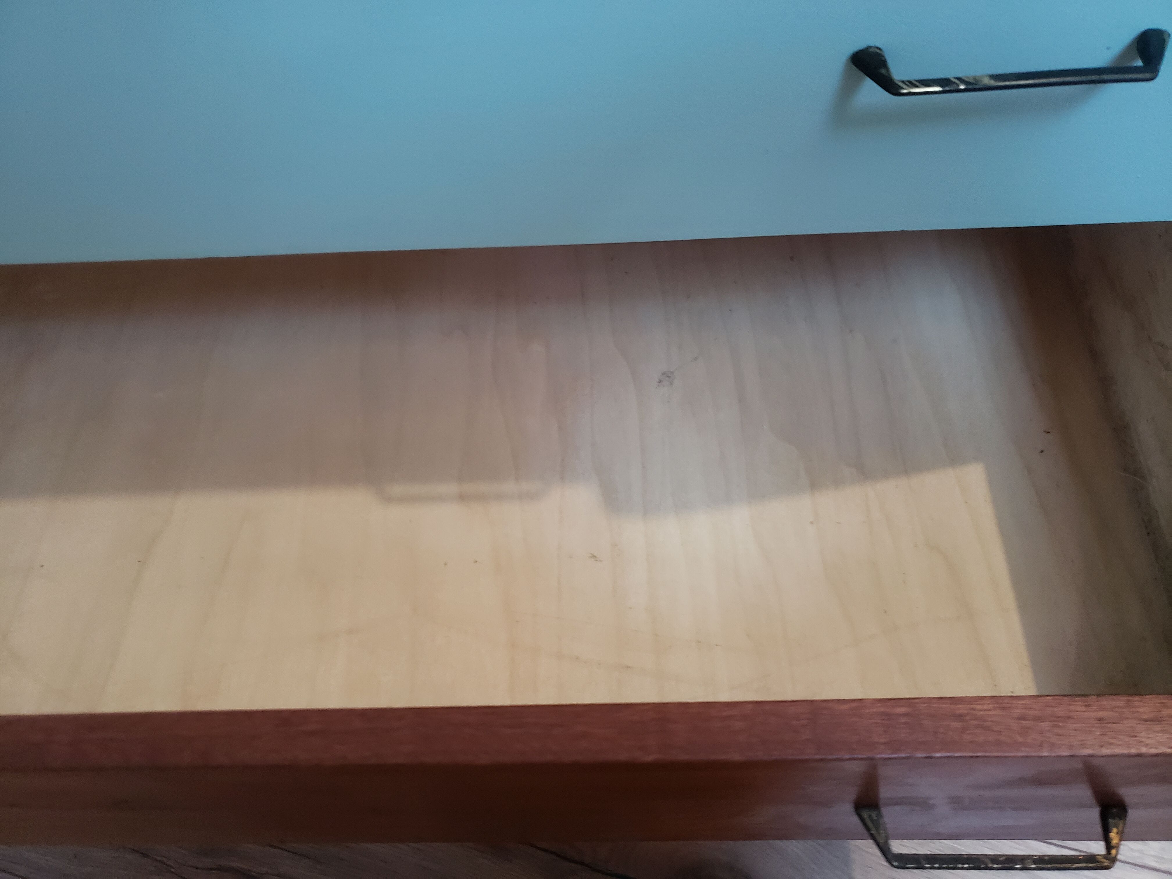 Vintage wood and blue chest of drawers