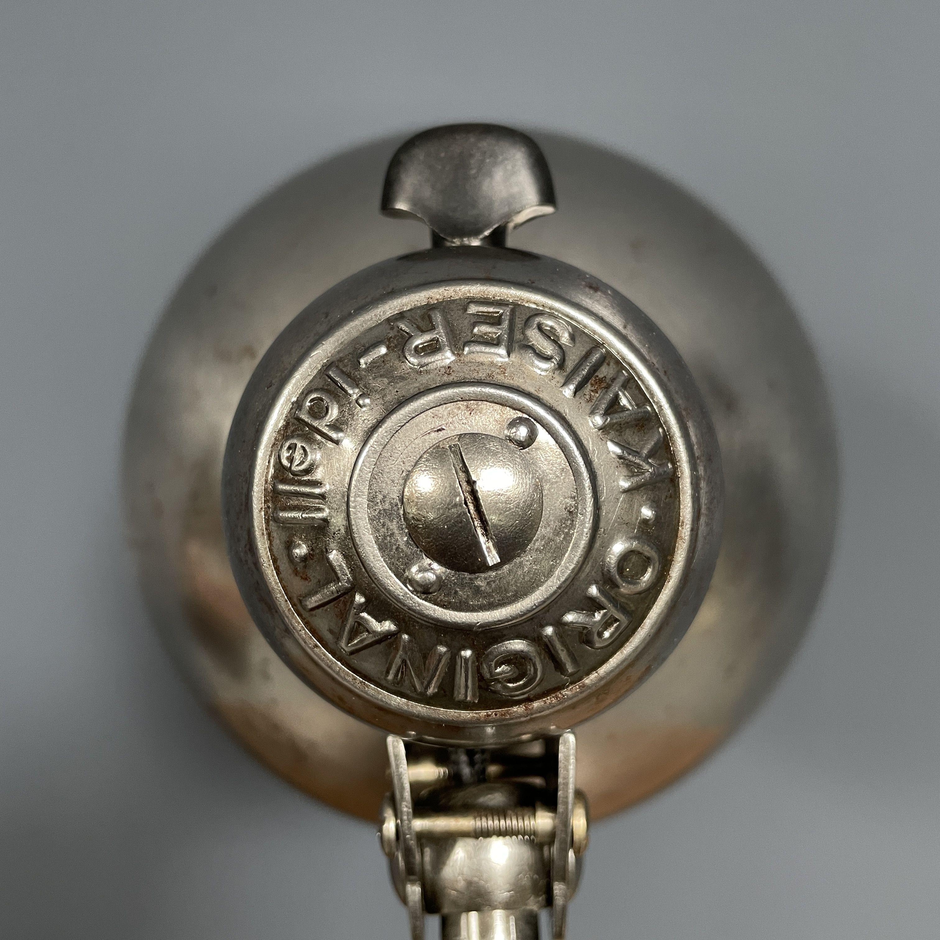 Polished Kaiser idell model 6726 workshop table lamp from the 1930s