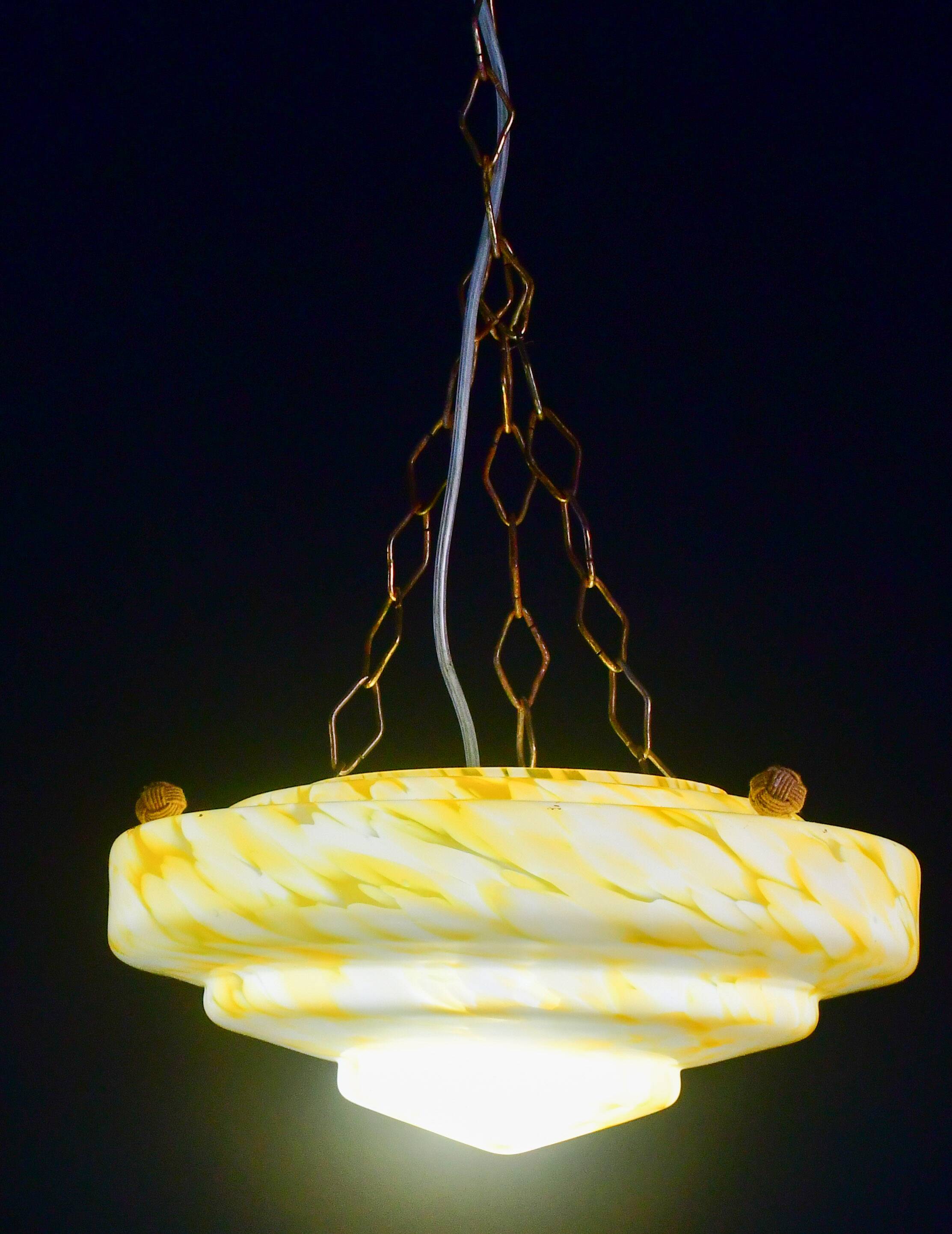 Art Deco yellow Murano glass pendant, 1950