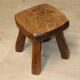 Vintage brutalist low stool in solid ash, 1960s