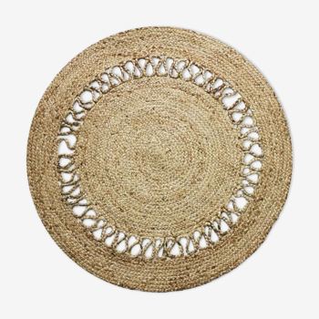 Round jute carpet wave 90 cm