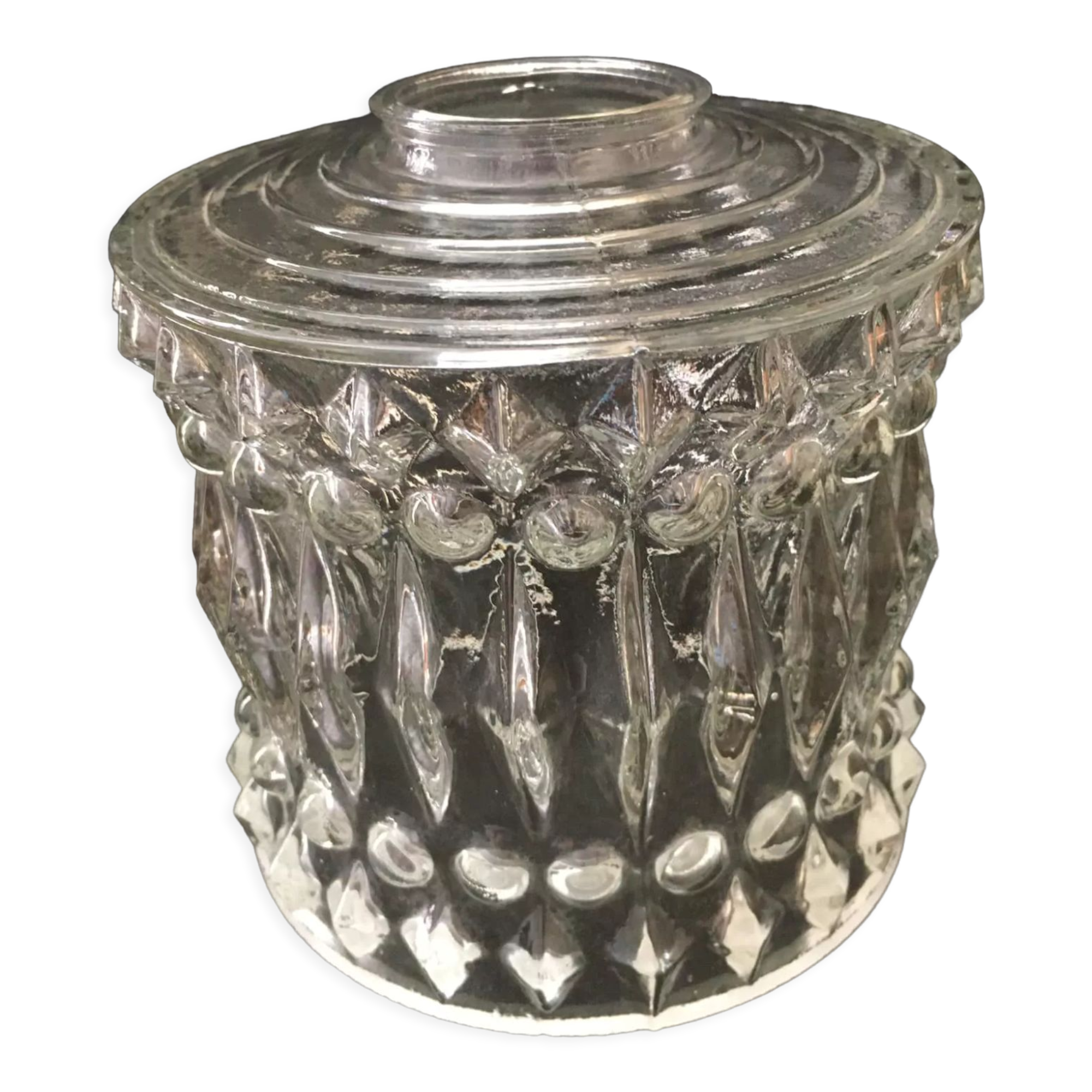 Antique globe in transparent white glass worked