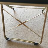 Lot of 4 golden folding chairs green velvet