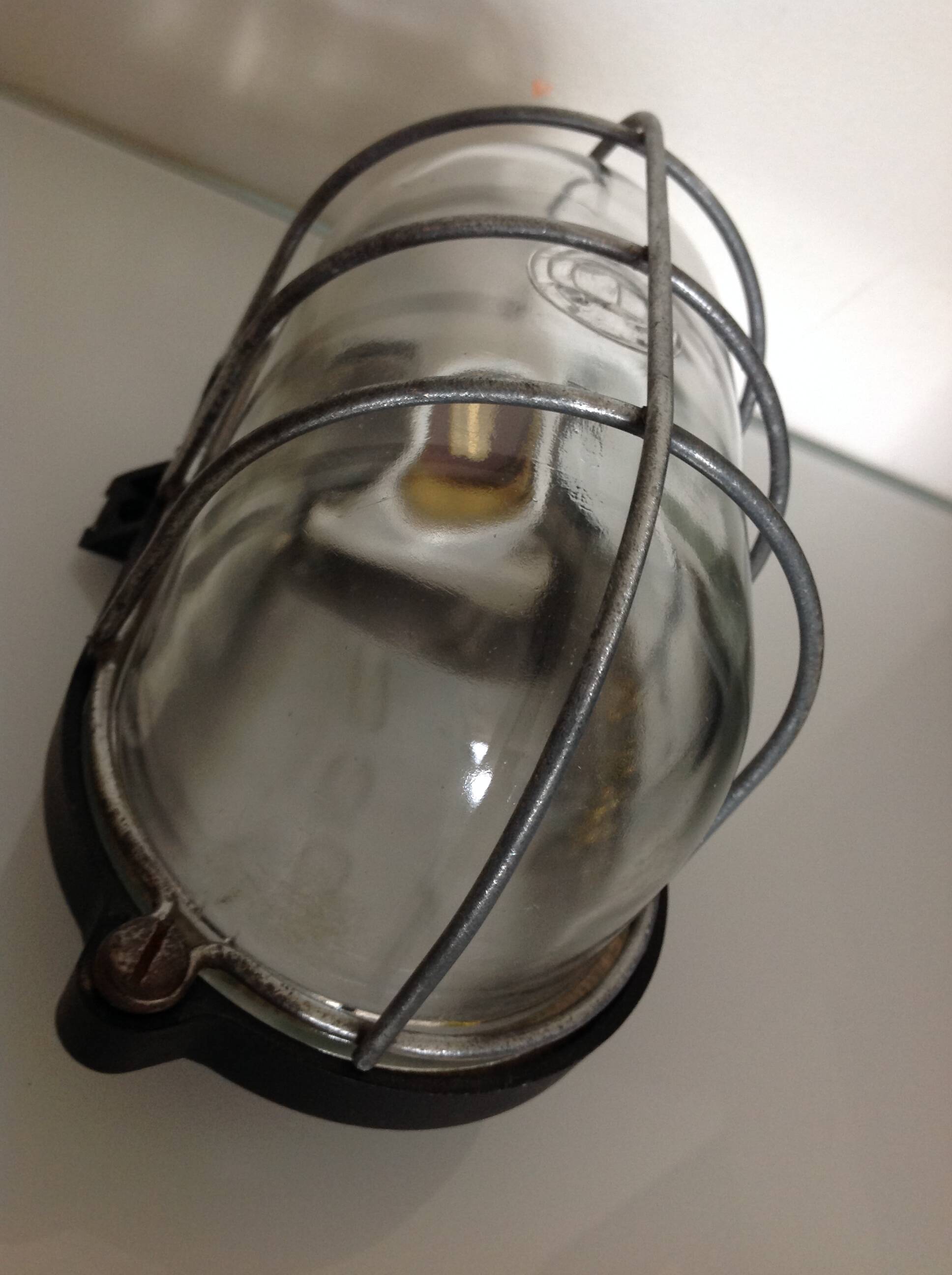 Industrial style porthole wall light / vintage 60s-70s