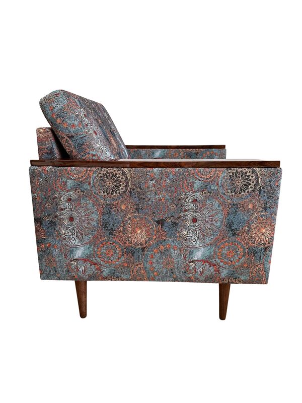 Fauteuils géométriques du milieu du siècle avec motif ethnique, Europe, années 1970